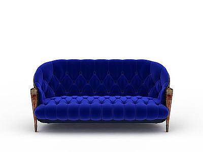 3d蓝色简约沙发免费模型