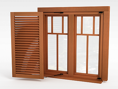 3d木质窗户模型