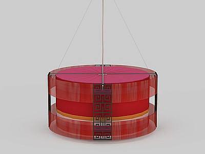 红色复古吊灯模型3d模型