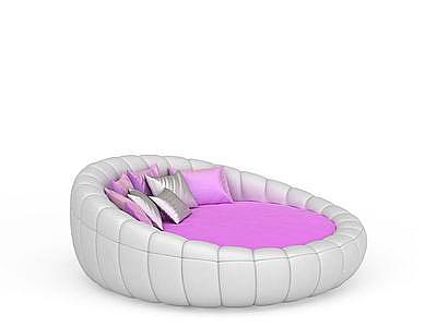 紫色圆形床模型3d模型