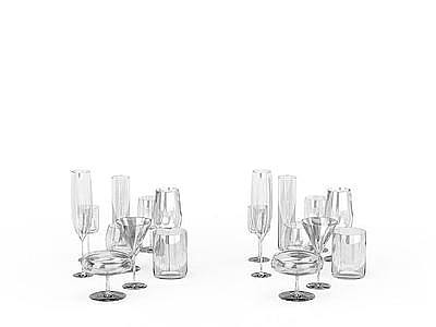 玻璃酒杯组合模型