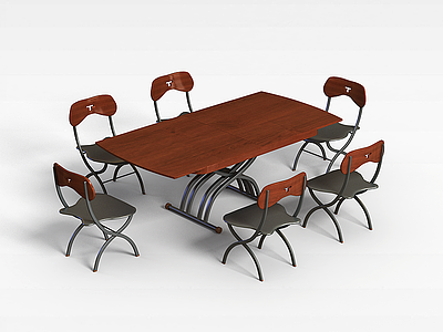 3d现代金属桌椅组合模型