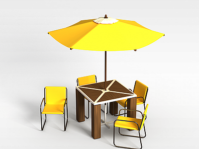 户外桌椅组合模型3d模型