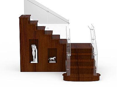 3d木制复式楼梯模型
