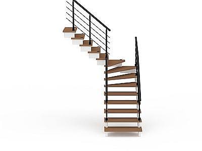 复式木制楼梯模型3d模型