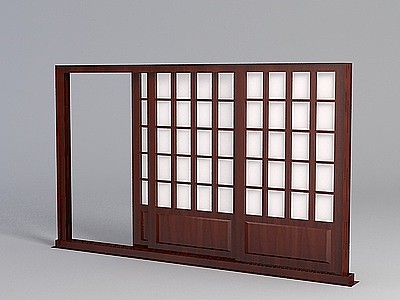 3d日式木制门免费模型