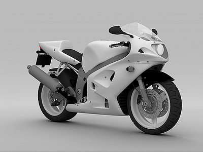 3d白色时尚摩托车模型