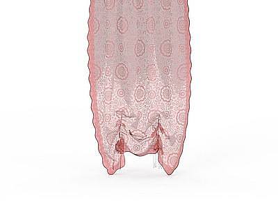 3d粉红印花窗帘免费模型