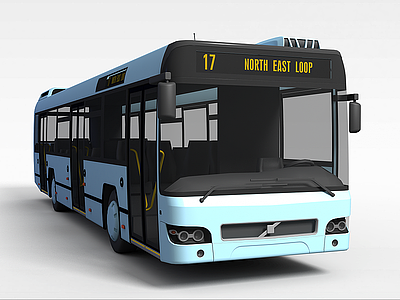 3d蓝色客车模型