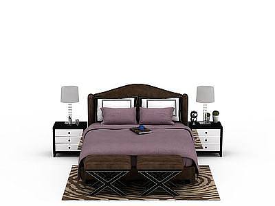 3d褐色高档床免费模型