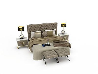 3d欧式舒适床免费模型