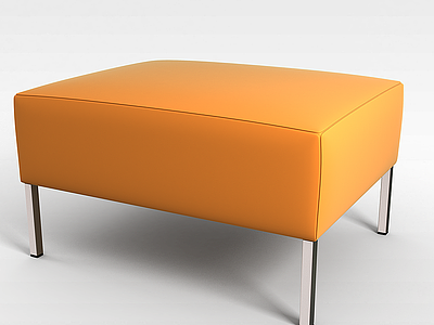 3d橘色沙发凳模型