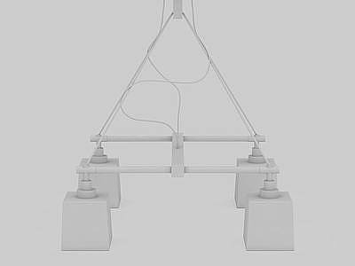 方形四头吊灯模型3d模型