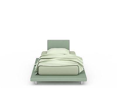 3d绿色单人床免费模型