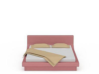3d粉红双人床免费模型