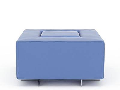 蓝色方形沙发模型3d模型