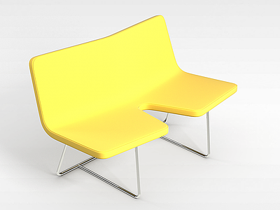 3d黄色<font class='myIsRed'>双人椅</font>子模型