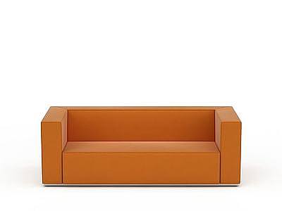 3d橘色多人沙发免费模型