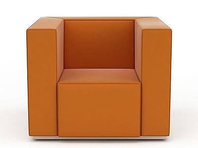 3d橘色方形沙发免费模型