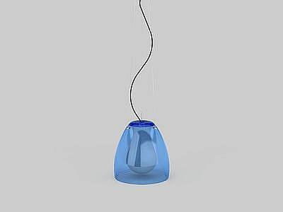 3d蓝色透明吊灯免费模型