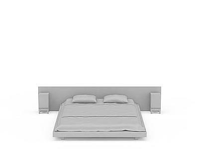 灰色简约床模型3d模型