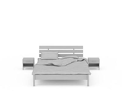 3d灰色简约双人床免费模型