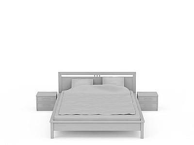 3d灰色现代双人床免费模型