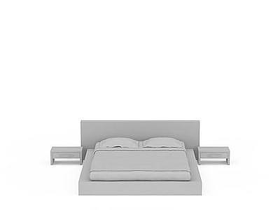 3d灰色地铺床免费模型