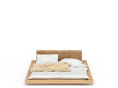 3d日式双人床免费模型