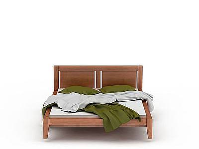 3d创意木制双人床免费模型