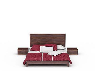 3d日式木制床免费模型