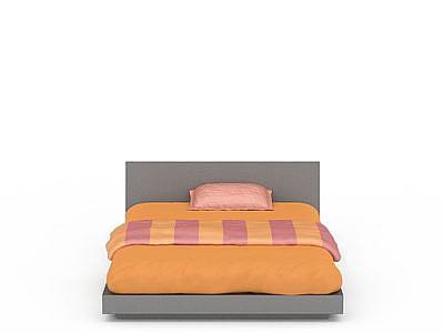 橙色现代床模型3d模型
