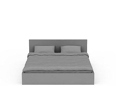 3d现代储物双人床免费模型