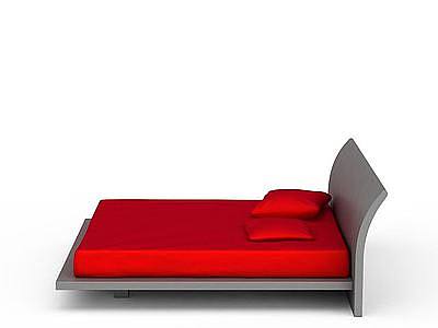 3d现代红色双人床免费模型