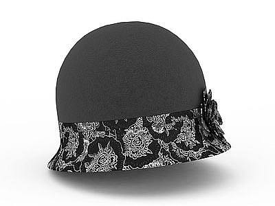 黑色女式帽子模型3d模型