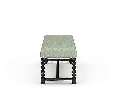 3d复古长方形沙发凳免费模型