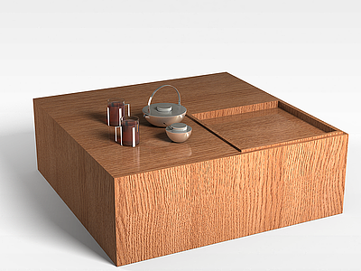 3d咖色木质桌子模型