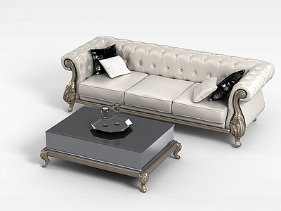 3d现代银色沙发模型