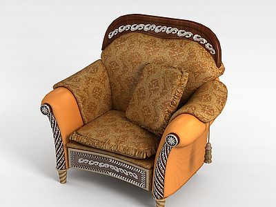 3d橘色单人沙发模型