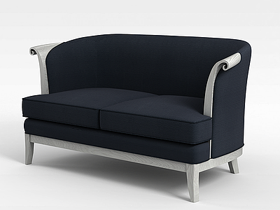 3d黑色布艺沙发模型