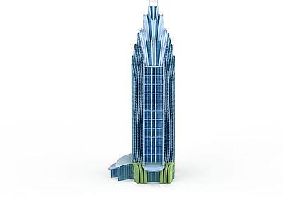 3d蓝色高层建筑模型