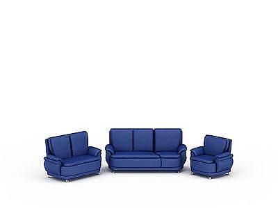 3d蓝色皮质沙发免费模型