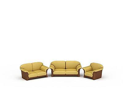 3d黄色皮质沙发免费模型