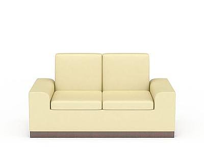 3d米黄双人沙发免费模型