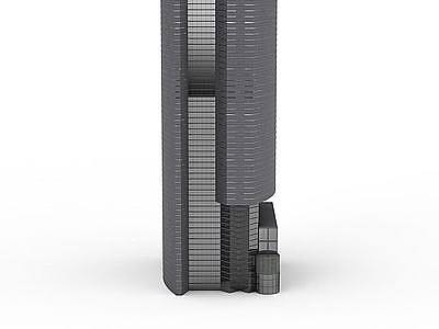 弧形灰色大厦模型3d模型