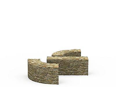 3d复古石头围墙免费模型