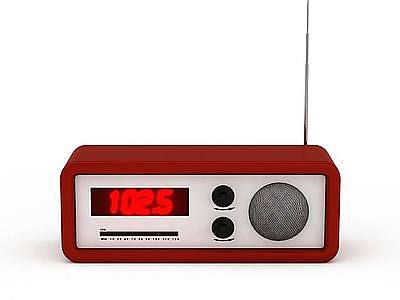 红色老式收音机模型3d模型