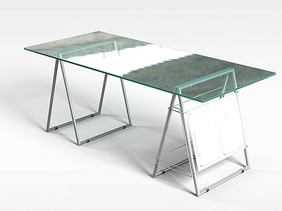 蓝色透明桌子模型3d模型