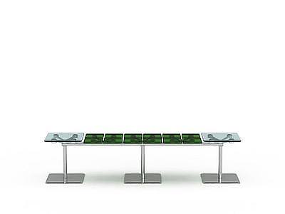绿色透明长凳模型3d模型