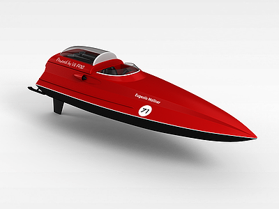 3d红色游艇模型